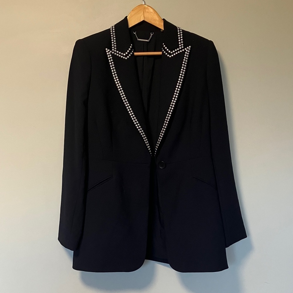 Elie Tahari Navy Blazer with Silver Studs Western